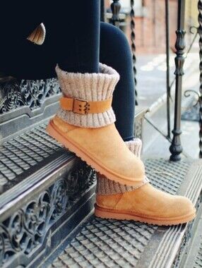 🆕️ UGG Cambridge Suede Knit Cuff Ankle Boots – Chestnut | Women’s 8 Cabincore